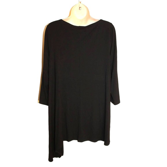 Eileen Fisher Black Jersey Knit Asymmetric Hem Tunic Tee size M - Picture 2 of 3